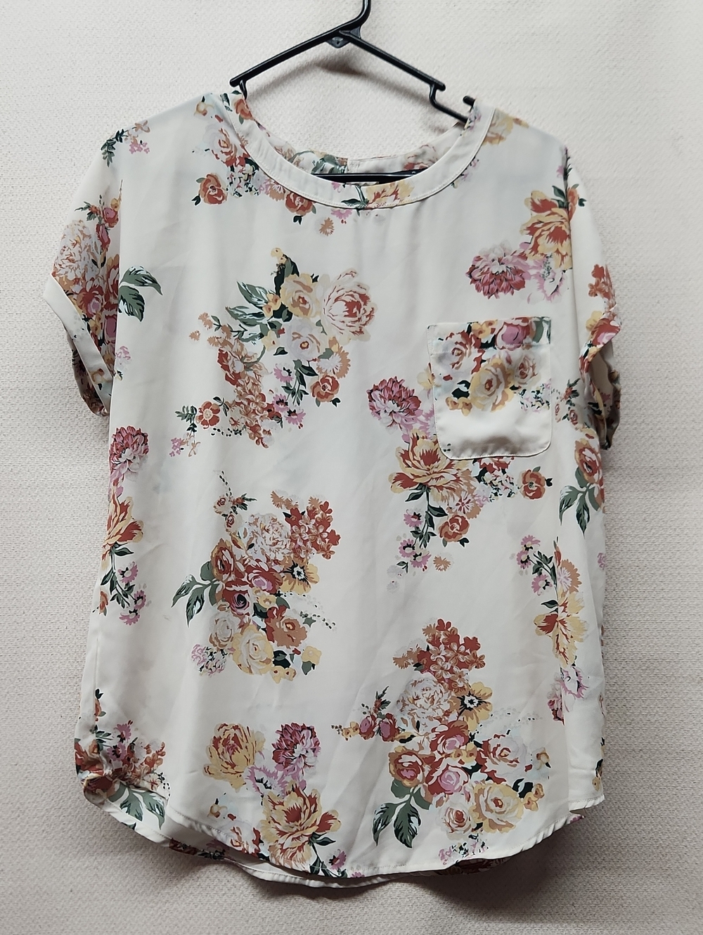 Buffalo David Bitton Cream Floral Short-Sleeve Blouse
